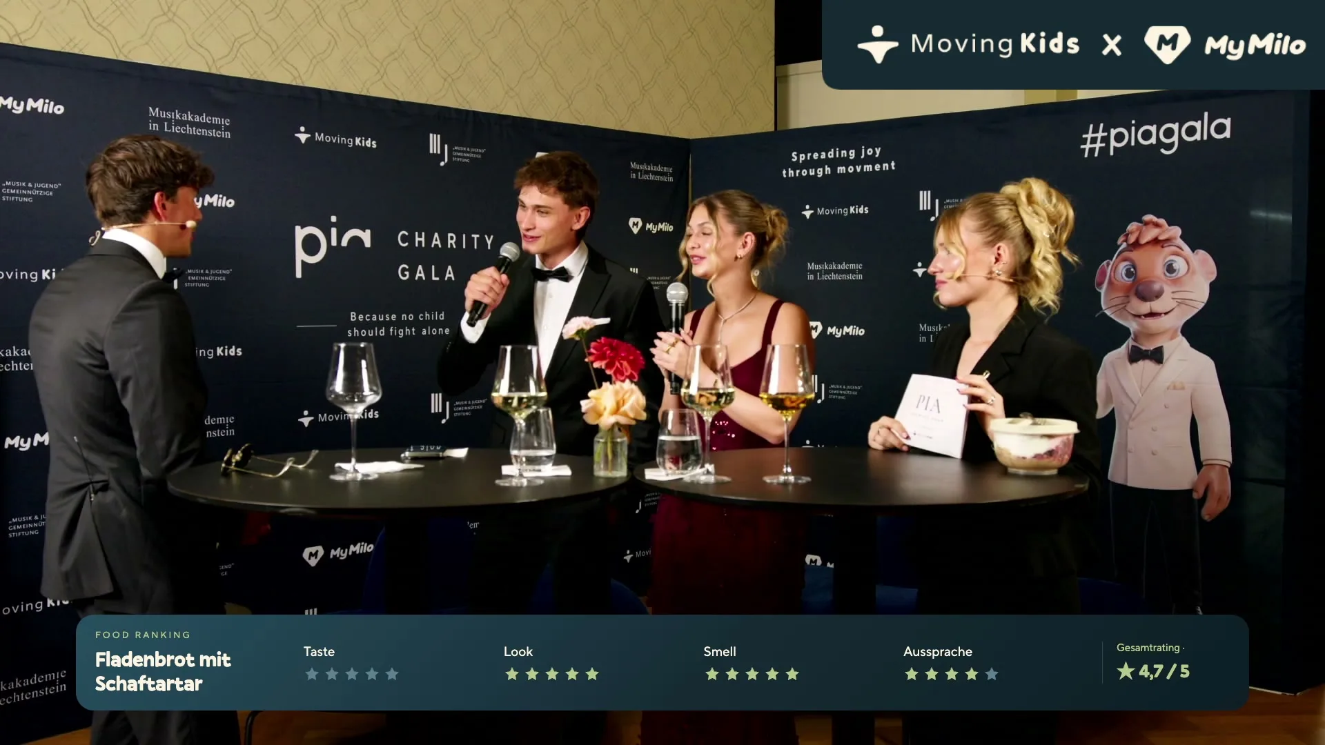Der Moderationstisch der PIA Charity Gala, live auf Twitch